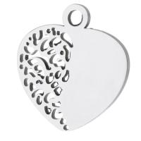 pendentifs de cœur en inox , Acier inoxydable 304, coeur, bijoux de mode, couleur originale Environ 2mm, Vendu par PC