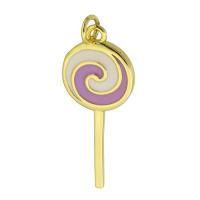 Enamel Brass Pendants, Lollipop, gold color plated, golden Approx 3mm 