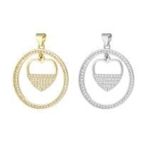 Cubic Zirconia Micro Pave Brass Pendant, Round, plated, micro pave cubic zirconia Approx 3mm 