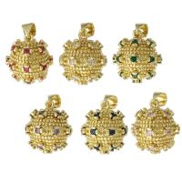 Cubic Zirconia Micro Pave Brass Pendant, Round, gold color plated, micro pave cubic zirconia Approx 3.5mm 