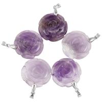 Gemstone Zinc Alloy Pendants, with Zinc Alloy, Rose & Unisex 