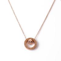 Stainless Steel Jewelry Necklace, 304 Stainless Steel, with 1.97inch extender chain, Vacuum Ion Plating, fashion jewelry & for woman & with rhinestone, rose gold color, 20mm Approx 15.75 Inch 