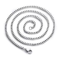 Acier titane collier de chaîne, Bâton, Placage de couleur argentée, longueur différente pour le choix & unisexe & normes différentes pour le choix & chaîne de boîte, argent, Vendu par PC