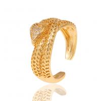 Cubic Zirconia Micro Pave Brass Finger Ring, gold color plated, Adjustable & micro pave cubic zirconia & for woman, 23mm 