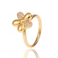 Cubic Zirconia Micro Pave Brass Finger Ring, Flower, gold color plated, Adjustable & micro pave cubic zirconia & for woman, 20mm 