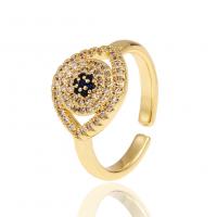 Cubic Zirconia Micro Pave Brass Finger Ring, gold color plated, Adjustable & micro pave cubic zirconia & for woman, 21mm 