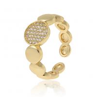 Cubic Zirconia Micro Pave Brass Finger Ring, gold color plated, Adjustable & micro pave cubic zirconia & for woman, 22mm 