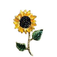 El esmalte Broche, aleación de zinc, Girasol, chapado en color dorado, para mujer, 38x56mm, 10PCs/Grupo, Vendido por Grupo