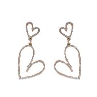 Zinc Alloy Rhinestone Drop Earring, Heart, fashion jewelry & for woman & with rhinestone 