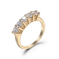 Anneau de cuivre de Zircon, laiton, avec zircon cubique, Placage de couleur d'or, normes différentes pour le choix & pour femme & facettes, doré, 7mm, Vendu par PC