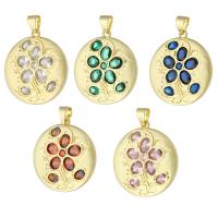 Cubic Zirconia Micro Pave Brass Pendant, Round, gold color plated, micro pave cubic zirconia Approx 3mm 