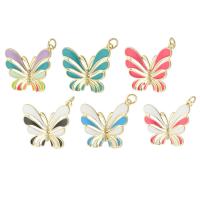 Enamel Brass Pendants, Butterfly, gold color plated Approx 3mm 