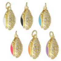 Cubic Zirconia Micro Pave Brass Pendant, gold color plated, micro pave cubic zirconia & enamel Approx 2.5mm 