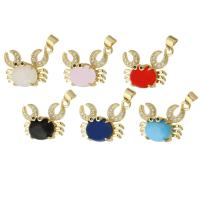 Cubic Zirconia Micro Pave Brass Pendant, Crab, gold color plated, micro pave cubic zirconia Approx 3mm 