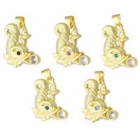 Cubic Zirconia Micro Pave Brass Pendant, Dragon, gold color plated, micro pave cubic zirconia Approx 3mm 