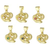 Cubic Zirconia Micro Pave Brass Pendant, Snake, gold color plated, micro pave cubic zirconia Approx 3mm 