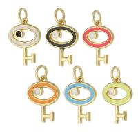 Enamel Brass Pendants, Key, gold color plated Approx 3mm 