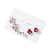 Enamel Zinc Alloy Stud Earring, plated, three pieces & fashion jewelry 