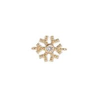 Cubic Zirconia Micro Pave Brass Connector, gold color plated & micro pave cubic zirconia & 1/1 loop 