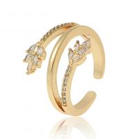 Cubic Zirconia Micro Pave Brass Finger Ring, gold color plated, Adjustable & micro pave cubic zirconia & for woman, 23mm 