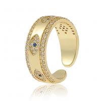 Cubic Zirconia Micro Pave Brass Finger Ring, gold color plated, Adjustable & micro pave cubic zirconia & for woman, 22mm 