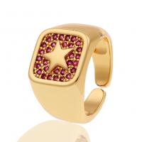 Cubic Zirconia Micro Pave Brass Finger Ring, gold color plated, Adjustable & micro pave cubic zirconia & for woman 21mm 