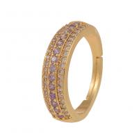 Cubic Zirconia Micro Pave Brass Finger Ring, gold color plated, Adjustable & micro pave cubic zirconia & for woman 23mm 