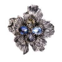 Broche de diamantes de imitación de la aleación de Zinc, con Checo, Flor, chapado, para mujer & con diamantes de imitación & ennegrezca, más colores para la opción, 43x47mm, 10PCs/Grupo, Vendido por Grupo