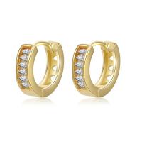 Brass Huggie Hoop Earring, gold color plated, micro pave cubic zirconia & for woman & hollow 