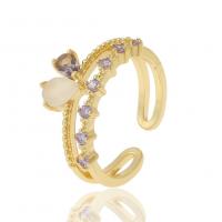 Cubic Zirconia Micro Pave Brass Finger Ring, gold color plated, Adjustable & micro pave cubic zirconia & for woman, 22mm 