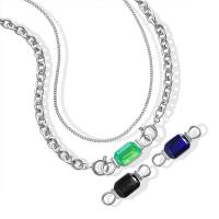 Collier de bijoux de titane, Acier titane, avec zircon cubique, avec 5cm chaînes de rallonge, cadre, Double couche & pour femme, plus de couleurs à choisir Environ 48 cm, Environ 50 cm, Vendu par PC