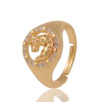 Cubic Zirconia Micro Pave Brass Finger Ring, gold color plated, Adjustable & Unisex & micro pave cubic zirconia, 21mm 