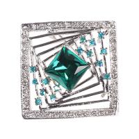 Broche de diamantes de imitación de la aleación de Zinc, con Checo & Cristal, Patrón Geométrico, chapado en color de platina, para mujer & con diamantes de imitación & hueco, 35x35mm, 10PCs/Grupo, Vendido por Grupo