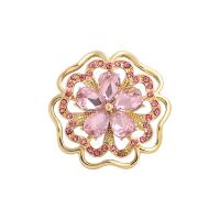 Broche de diamantes de imitación de la aleación de Zinc, con Cristal, Flor, chapado en color dorado, para mujer & con diamantes de imitación & hueco, más colores para la opción, 40x40mm, 10PCs/Grupo, Vendido por Grupo