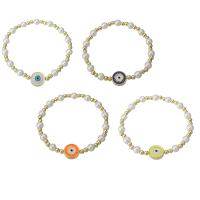 Evil Eye Bracelet Bijoux, laiton, avec perle de plastique, Placage de couleur d'or, pour femme & émail, plus de couleurs à choisir Environ 6.8 pouce, Vendu par PC