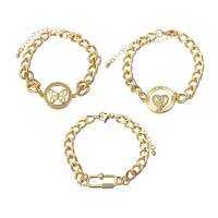 Cubic Zirconia Micro Pave Brass Bracelet, gold color plated & micro pave cubic zirconia & for woman Approx 9 Inch 