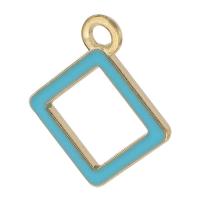 Zink Legierung Emaille Anhänger , Zinklegierung, Quadrat, goldfarben plattiert, unisex & hohl, blau, 15x18x2mm, Bohrung:ca. 2mm, ca. 1500PCs/Tasche, verkauft von Tasche