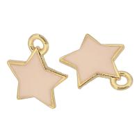 Zink Legierung Emaille Anhänger , Zinklegierung, Stern, goldfarben plattiert, unisex, Rosa, 12x14x2mm, Bohrung:ca. 2mm, ca. 1500PCs/Tasche, verkauft von Tasche