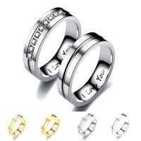 Ehepaar Fingerringe, 201 Edelstahl, Vakuum-Ionen-Beschichtung, unisex & verschiedene Größen vorhanden & verschiedene Stile für Wahl & mit Strass, keine, 6mm, verkauft von PC