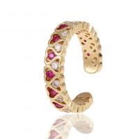 Cubic Zirconia Micro Pave Brass Finger Ring, gold color plated, Adjustable & micro pave cubic zirconia & for woman 22mm 