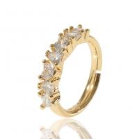 Cubic Zirconia Micro Pave Brass Finger Ring, gold color plated, Adjustable & micro pave cubic zirconia & for woman 22mm 