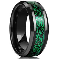 Edelstahl Fingerring, 304 Edelstahl, Vakuum-Ionen-Beschichtung, Modeschmuck & poliert & unisex & verschiedene Größen vorhanden, grün, verkauft von PC