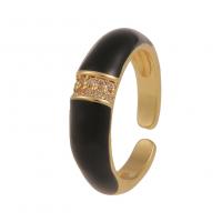 Cubic Zirconia Micro Pave Brass Finger Ring, gold color plated, Adjustable & micro pave cubic zirconia & for woman & enamel 23mm 