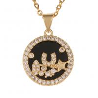 Cubic Zircon Micro Pave Brass Necklace, gold color plated & micro pave cubic zirconia & for woman & enamel Approx 17.7 Inch 