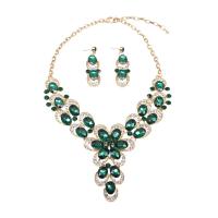 Crystal Jewelry Sets, Zinc Alloy, earring & necklace, with Crystal, zinc alloy lobster clasp, zinc alloy post pin, for woman & with rhinestone 58mm cm 