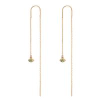 Brass Thread Through Earrings, brass earring string, micro pave cubic zirconia & for woman, golden 