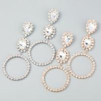 Zinc Alloy Rhinestone Drop Earring, fashion jewelry & for woman & with glass rhinestone & with rhinestone 