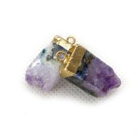 Amethyst Anhänger Februar Birthstone, mit Messing, Unregelmäßige, goldfarben plattiert, DIY, violett, 12x28mm, verkauft von PC