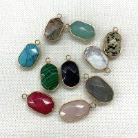 Gemstone Brass Pendants, with Brass, Ellipse, gold color plated, DIY & faceted 