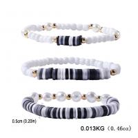 Polymer Clay Bracelets, three pieces & fashion jewelry & gradient color & elastic & for woman 